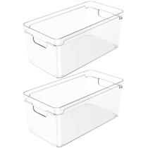 Kit 2 Organizadores De Armário 30x15x13cm Caixas Organizadoras Empilháveis Com Alças Clear OU