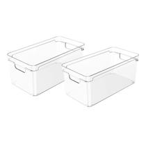 Kit 2 Organizadores de Armários Com Tampa Transparente 30cm Multiuso Clear Ou