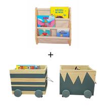 Kit 2 Organizadores De Brinquedos+ Rack Book Mini Infantil - Curumim Kids Room