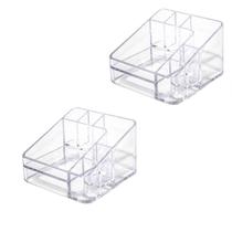 Kit 2 Organizadores de Cosméticos Maquiagem Dello Compacto com 6 Divisórias Cristal Kit 2 Organizadores de Cosméticos Maquiagem Dello Compacto com 6 Divisórias Cristal