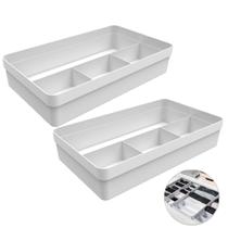 Kit 2 Organizadores de Gaveta Com Divisórias Multiuso Porta Utensílios Plástico Banheiro Cozinha Quarto - OU