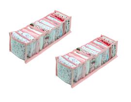 Kit 2 Organizadores de Gavetas Transparente e Rosa 604 VB Home