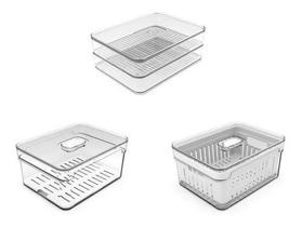 Kit 2 Organizadores De Geladeira 2,2l E Porta Frios Duplo Ou