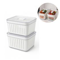Kit 2 Organizadores de Geladeira 3,8 Litros Cesto Multiuso Com Tampa Alimento Verdura e Vegetal Kit 2 Organizadores de Geladeira 3,8 Litros Cesto Multiuso Com Tampa Alimento Verdura e Vegetal