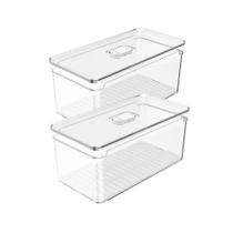 Kit 2 Organizadores De Geladeira com Tampa Acrílicos 5L Cle Kit 2 Organizadores De Geladeira com Tampa Acrílicos 5L Cle