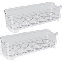 Kit 2 Organizadores de Geladeira Porta Ovos 12un 28x10x7,5cm cada Transparentes Plástico UZ