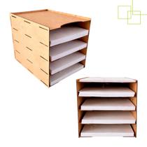 Kit 2 Organizadores de Mesa Folha Documentos em MDF com Divisórias Kit 2 Organizadores de Mesa Folha Documentos em MDF com Divisórias
