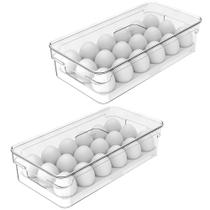 Kit 2 Organizadores de Ovos Com Tampa p/Geladeira Clear - Ou