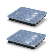 Kit 2 Organizadores de Talheres Grande 6 Divisórias e Tampa Kit 2 Organizadores de Talheres Grande 6 Divisórias e Tampa