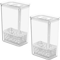 Kit 2 Organizadores de Temperos para Geladeira Dry 2,3l Plástico com Cestos Internos