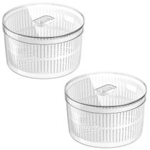 Kit 2 Organizadores de Verduras Saladas para Geladeira 5,5l Clear Fresh Com Cesto Natural