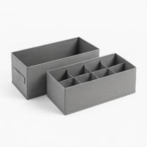 Kit 2 organizadores dobráveis retangulares em tecido cinza Kit 2 organizadores dobráveis retangulares em tecido cinza