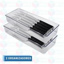 Kit 2 Organizadores Facas Acrílico Divisória Gaveta Talheres