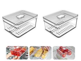 Kit 2 Organizadores Geladeira Alimentos Vegetais 2,2 Litros Kit 2 Organizadores Geladeira Alimentos Vegetais 2,2 Litros