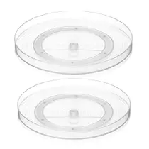 Kit 2 Organizadores Giratórios 29x3cm Dry Coza Plástico Geladeira Armário Bancada Incolor