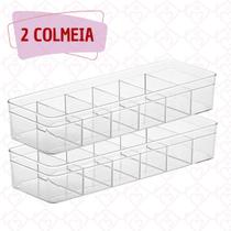 Kit 2 Organizadores Grande Retangular Multiuso Com Divisorias - PLASTUTTI Kit 2 Organizadores Grande Retangular Multiuso Com Divisorias - PLASTUTTI