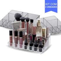 Kit 2 Organizadores Mesa Porta Treco Gaveta Escritório Maquiagem