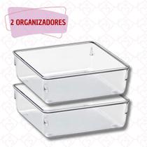 Kit 2 Organizadores Modular Quadrado Porta Objetos Geladeira - PLASTUTTI Kit 2 Organizadores Modular Quadrado Porta Objetos Geladeira - PLASTUTTI