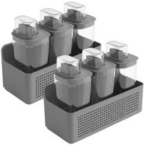 Kit 2 Organizadores Parede Armário 6 Dispenser Flow 1,5L Pote Produtos de Limpeza Lavanderia Cozinha