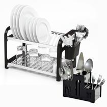 Kit 2 Organizadores Pia Com Escorredor 16 pratos Inox