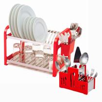 Kit 2 Organizadores Pia Com Escorredor 16 pratos Inox