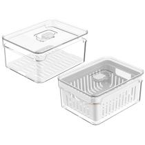 Kit 2 Organizadores Porta Mantimento 2,2 Litros Geladeira Fruta Verdura Clear Fresh - Ou