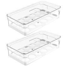 Kit 2 Organizadores Porta Ovos Com Tampa Caixas De Armazenamento Para Ovos 18 Un Cada Clear Fresh OU Kit 2 Organizadores Porta Ovos Com Tampa Caixas De Armazenamento Para Ovos 18 Un Cada Clear Fresh OU