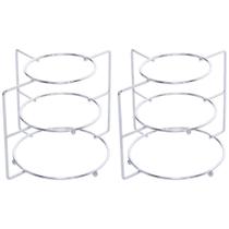 Kit 2 Organizadores Suporte para Pratos 3 Níveis Cromado Div