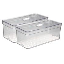 Kit 2 Organizadores Transparente Com 2 Telas Retangular Grande