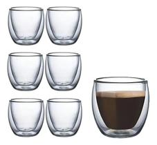 Kit 2 ou 4 ou 6 Copos de Café 90ml Vidro Duplo Bolha, Térmico, Anti queimadura, Elegante, Sofisticado, Escritório, Clínica Kit 2 ou 4 ou 6 Copos de Café 90ml Vidro Duplo Bolha, Térmico, Anti queimadura, Elegante, Sofisticado, Escritório, Clínica