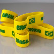 Kit 2 ou 4 Pulseiras Brasil Silicone Copa do Mundo Torcida Futebol Acessórios Torcedor Seleção Brasi