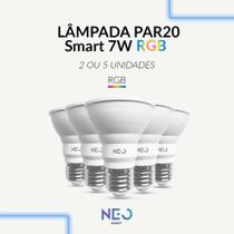 Kit 2 ou 5 Lampada Led Par20 Smart Inteligente Wifi 2.4 GHz 7w 2700K 6500K RGB E27 Branco Neo Avant Kit 2 ou 5 Lampada Led Par20 Smart Inteligente Wifi 2.4 GHz 7w 2700K 6500K RGB E27 Branco Neo Avant
