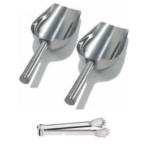 Kit 2 Pá Concha 350Ml Pegador Para Gelo Com Pegador Inox