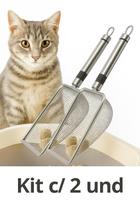 kit 2 Pá Higiênica Peneira Caixa De Areia totalmente em inox