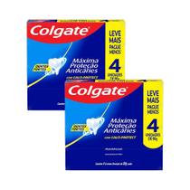 Kit 2 Pack Creme Dental Colgate Máxima Proteção Anticáries 90g 4un Cada
