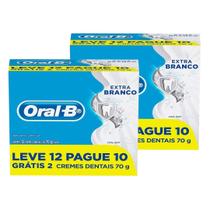 Kit 2 Pack Creme Dental OralB Extra Branco Pasta de Dentes Pacote 12 X 70G