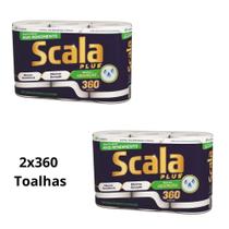 Kit 2 pack papel toalha scala plus 3 rolos 120 folhas cada alta absorção e uso diário