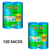 Kit 2 pack saco para lixo dover roll resist 50 litros reforçado, econômico 2 rolos com 30 unidades cada