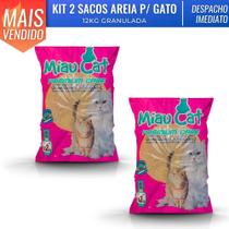 Kit 2 Pacotes 12kg Areia Higiênica Granulada Sanitária Antiodor Miaucat Para Gatos