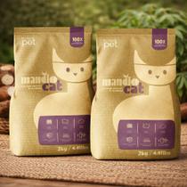 Kit 2 pacotes 2 kg de Granulado Para Gatos Areia Higiênica de Mandioca Mandiocat Biodegradável