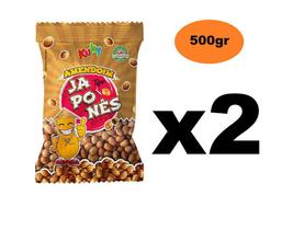 Kit 2 pacotes Amendoim Japonês Salgado Kuky 500gr cada