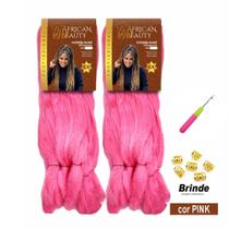 Kit 2 Pacotes Cabelo Jumbo African Beauty P/ Trança + Anéis e Agulha