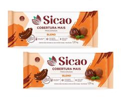Kit 2 Pacotes Cobertura Chocolate Blend Sicao Barra 1kg