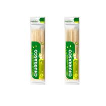 Kit 2 Pacotes de Espetos de Bambu para churrasco 25cm Natural com 100 unidades Kit 2 Pacotes de Espetos de Bambu para churrasco 25cm Natural com 100 unidades