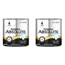Kit 2 Pacotes de Papel Higiênico Folha Dupla Fofinho Absolute com 4 rolos de 30 metros
