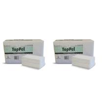 Kit 2 Pacotes de Papel Interfolha 100% celulose 22,5x21cm 2 dobras folha simples Toppel Kit 2 Pacotes de Papel Interfolha 100% celulose 22,5x21cm 2 dobras folha simples Toppel