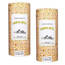 Kit 2 Pacotes Farofa Temperada Premium Santa Rita 500g com Alho Sabor Caseiro Irresistível
