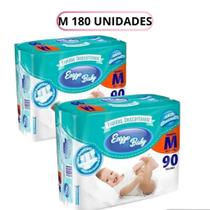 Kit 2 Pacotes Fralda Infantil Enzzo Baby M 5-9kg 90un cada - Total 180un