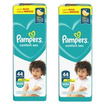 Kit 2 Pacotes Fralda Pampers Confort Sec XXXG 44un cada Total 88un 19 kilos