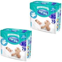 Kit 2 Pacotes Fraldas Descartaveis Infantil Enzzo Baby XG - Total 140 Unidades